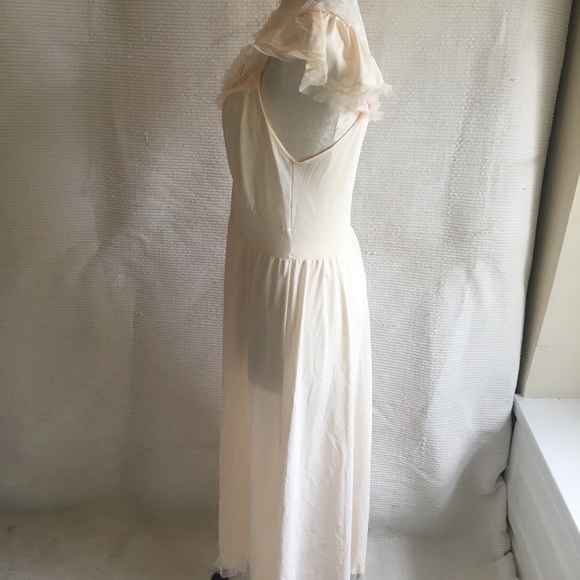 Vintage 70s Boho Festival Long Maxi Lace Trim Gown - Picture 6 of 8